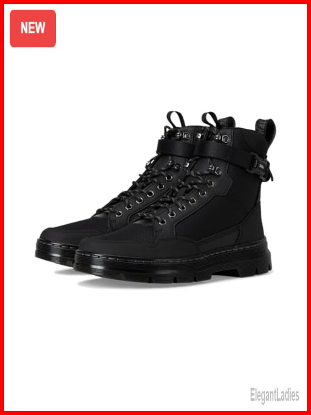 Unisex Combat Boots with Canvas & Leather Upper, Lace-Up Ankle Boots